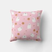 可愛い幽霊&パンプキンピンクハロウィーンパターン クッション (裏面)