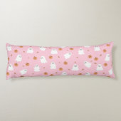 可愛い幽霊&パンプキンピンクハロウィーンパターン ボディピロー (裏面)