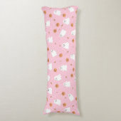 可愛い幽霊&パンプキンピンクハロウィーンパターン ボディピロー (正面縦)