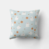 可愛い幽霊&パンプキンブルーハロウィーンパターン クッション (裏面)