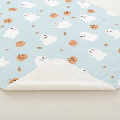 可愛い幽霊&パンプキンブルーハロウィーンパターン シェルパブランケット (3/4)