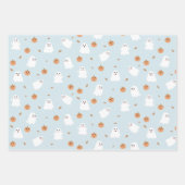 可愛い幽霊&パンプキンブルーハロウィーンパターン ラッピングペーパーシート (正面)