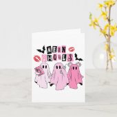 可愛い幽霊mean Ghoulsおもしろいハロウィーンのコスチュームスポック カード (黄色い花)