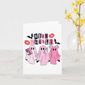 可愛い幽霊mean Ghouls面白いハロウィーンのコスチューム カード (黄色い花)