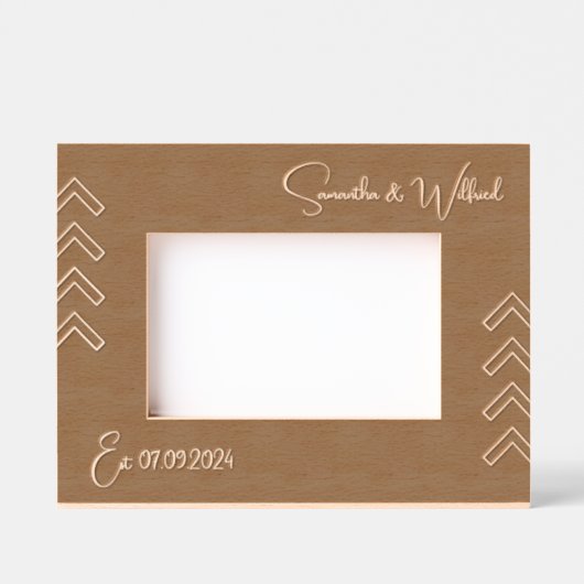 可愛い幾何学名彫り木枠 レーザー彫刻フレーム (正面)