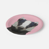 可愛い幾何学模様のバッジピンク ペーパープレート (アングル)