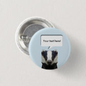 可愛い幾何学的なバッジャーの青い音声バブル 缶バッジ (正面&裏面)