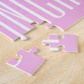 可愛い幾何学的カラーブロックコーラルピンクパーソナライズされた ジグソーパズル (側面)