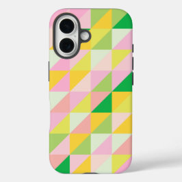 可愛い幾何学的パッチワークの春色 iPhone 16ケース