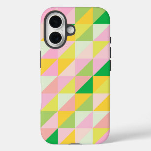 可愛い幾何学的パッチワークの春色 iPhone 16ケース