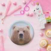 可愛い幾何学茶色のクマ青 ペーパープレート (パーティー)