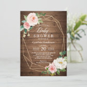 可愛い幾何素朴赤面フローラ赤ちゃんシャワー 招待状 (スタンド正面)