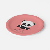 可愛い座りパンダパーソナライズされたサーモン ペーパープレート (アングル)