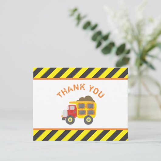 可愛い建築バースデーパーティーダンプトラック サンキューカード (スタンド正面)