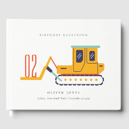 可愛い建築フォークリフト任意の年齢誕生日 ゲストブック