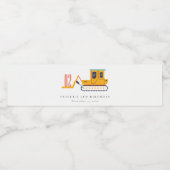 可愛い建築フォークリフト任意の年齢誕生日 ペットボトルラベル (シングルラベル)