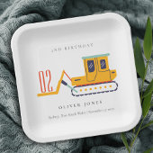 可愛い建築フォークリフト任意の年齢誕生日 ペーパープレート