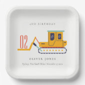 可愛い建築フォークリフト任意の年齢誕生日 ペーパープレート (正面)