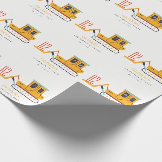 可愛い建築フォークリフト任意の年齢誕生日 ラッピングペーパー (角)