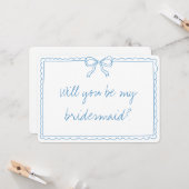 可愛い弓の手書き青のブライドメイド提案 カード (正面/裏面インサイチュ)