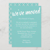 可愛い引っ越しましたターコイズの動く告知 案内状 (正面/裏面)