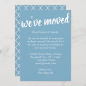 可愛い引っ越しましたブルーのパターンの動きのお知らせ 案内状 (正面/裏面)