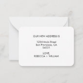 可愛い引っ越しましたモダン手書きスクリプトハート ノートカード (裏面)