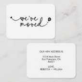 可愛い引っ越しましたモダン手書きスクリプトハート ノートカード (正面/裏面)