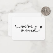 可愛い引っ越しましたモダン手書きスクリプトハート ノートカード (正面/裏面インサイチュ)