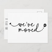 可愛い引っ越しましたモダン手書きスクリプトハート ポストカード (正面/裏面)