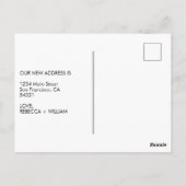 可愛い引っ越しましたモダン手書きスクリプトハート ポストカード (裏面)