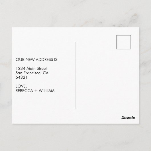 可愛い引っ越しましたモダン手書きスクリプトハート ポストカード (裏面)