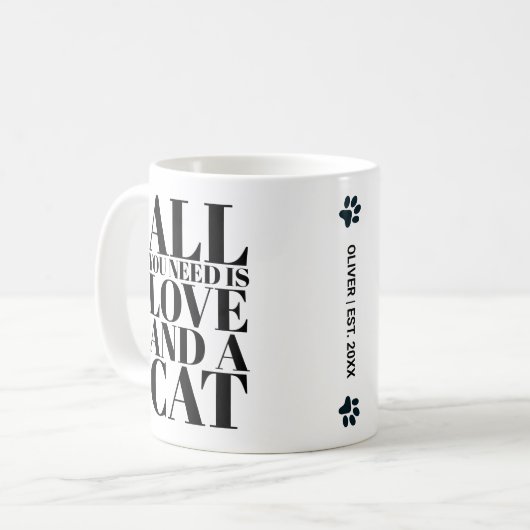 可愛い引用文欲しいのはLoveとCat Photo Co コーヒーマグカップ (正面左)