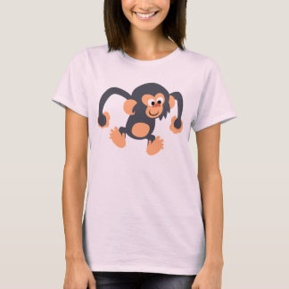 可愛い弾力のある漫画チンパンジー女性Tシャツ Tシャツ