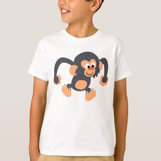 可愛い弾力のある漫画チンパンジー子供Tシャツ Tシャツ