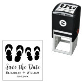 可愛い彼と彼女のビーチサンダル結婚式の日付を保存 セルフインキングスタンプ (インサイチュ)