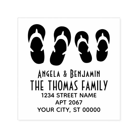 可愛い彼&彼女のビーチサンダルカップル名アドレス セルフインキングスタンプ (デザイン)