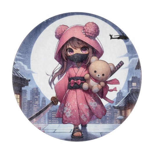 可愛い忍者戦士ガール&テディ カッティングボード (正面)
