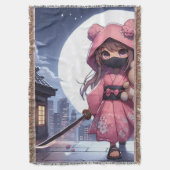 可愛い忍者戦士ガール&テディ スローブランケット (正面縦)