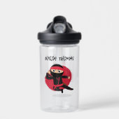 可愛い忍者戦士ブラック&レッドキッズ名前をカスタムする ウォーターボトル (正面)
