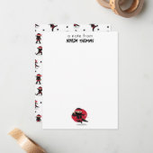 可愛い忍者戦士ブラック&レッドキッズ名前をカスタムする ノートカード (正面/裏面インサイチュ)