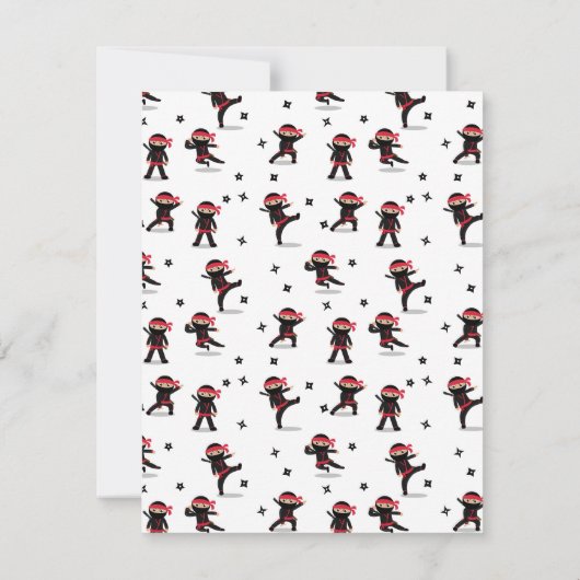 可愛い忍者戦士ブラック&レッドキッズ名前をカスタムする ノートカード (裏面)