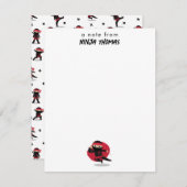 可愛い忍者戦士ブラック&レッドキッズ名前をカスタムする ノートカード (正面/裏面)