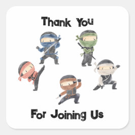 可愛い忍者戦士子供の誕生日パーティーフェイト スクエアシール