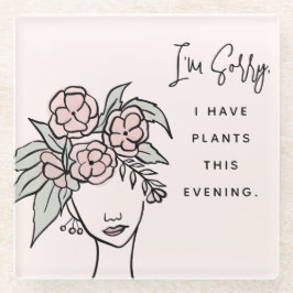 可愛い忙し赤面マイプラントフローラポートレート ガラスコースター