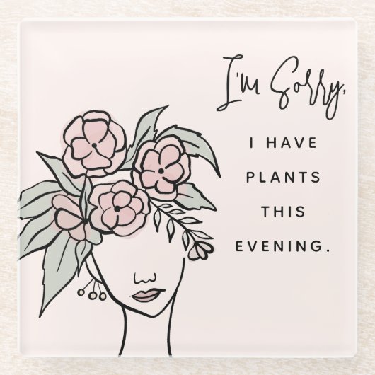 可愛い忙し赤面マイプラントフローラポートレート ガラスコースター (正面)