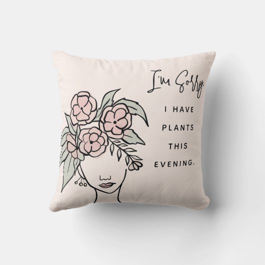 可愛い忙し赤面マイプラントフローラポートレート クッション (裏面)