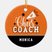 可愛い応援コーチオパーソナライズされたレンジアンドブラック セラミックオーナメント (正面)