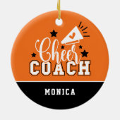 可愛い応援コーチオパーソナライズされたレンジアンドブラック セラミックオーナメント (裏面)