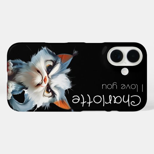 可愛い怒グレイ猫の名前 Case-Mate iPhoneケース (裏面 (横))